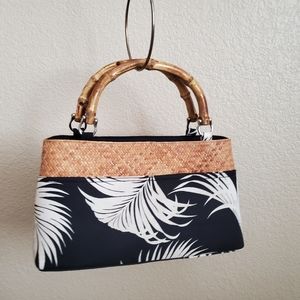 Like new black & cream tropical handbag